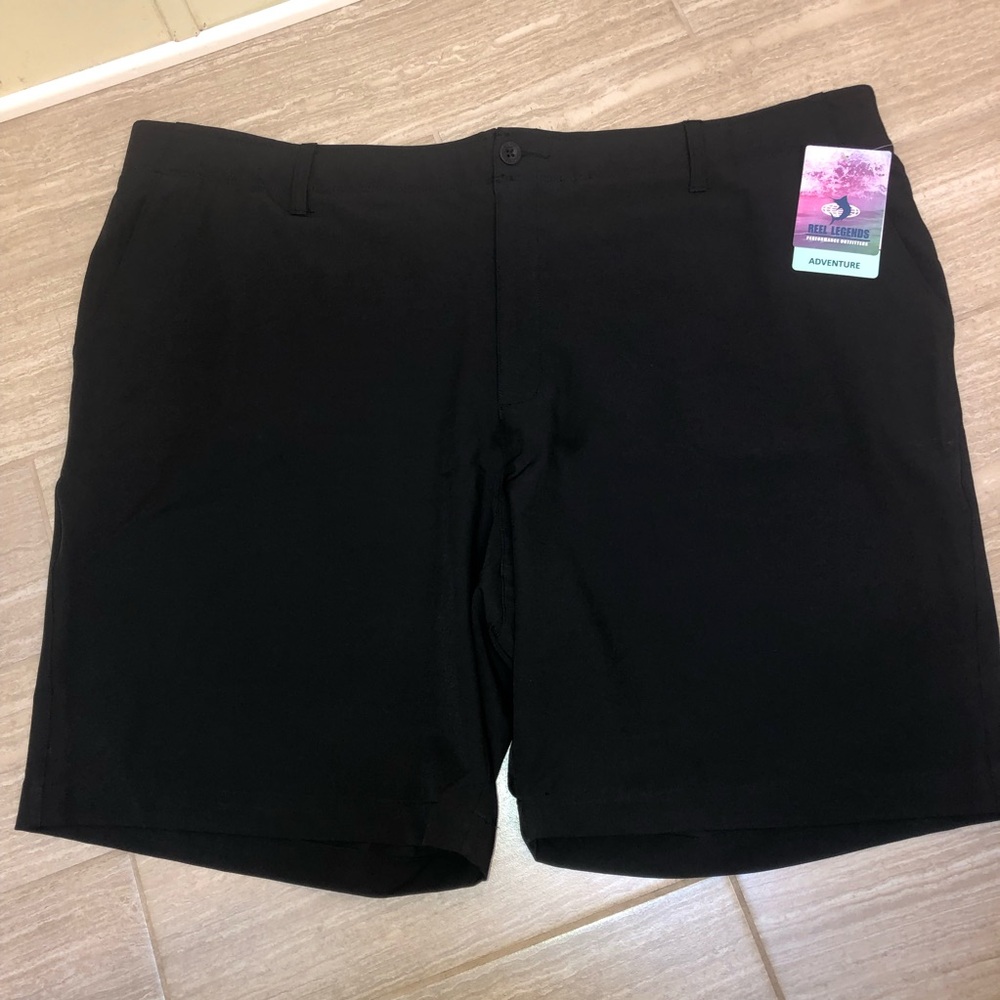 NWT Reel Legends Black Performance Shorts Size 24W